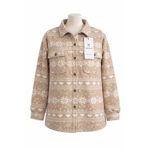 I Believe Women’s 2XL Fleece Jacket‎ Fair Isle Nordic Button Front Cozy